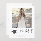 Carte de fin d'études avec photo de casquette univ (Devant / Derrière)