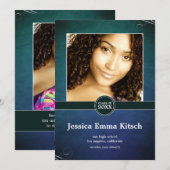 Carte de fin d'études double face Paon écrasé (Devant / Derrière)