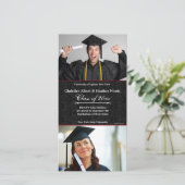 Carte de fin d'études en photo en damas noir (Debout devant)