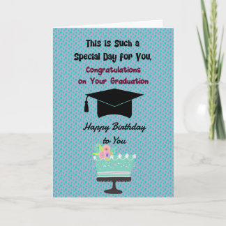 Carte de fin d'études et d'anniversaire le même jo