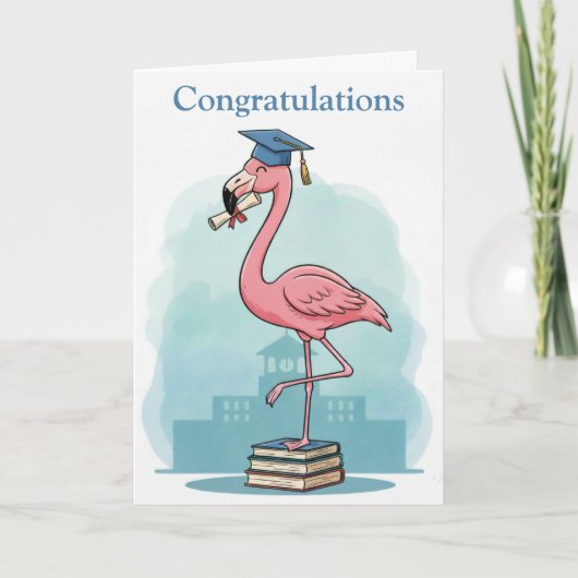 Carte de fin d'études Flamant Rose (Devant)