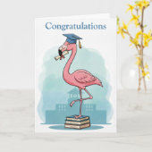 Carte de fin d'études Flamant Rose (Fleur jaune)