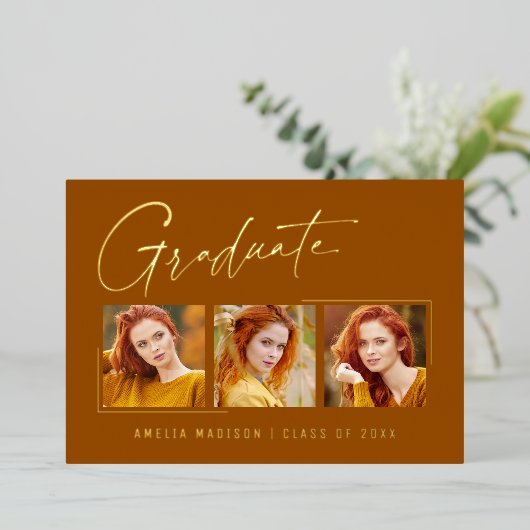 Carte de fin d'études minima moderne pour script d (Debout devant)