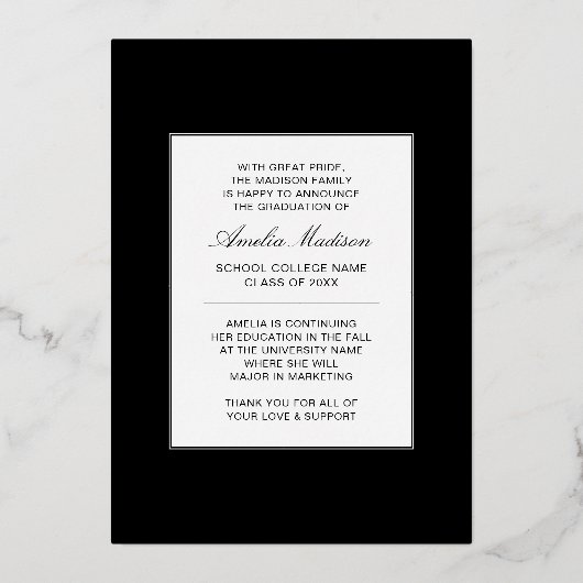 Carte de fin d'études minima moderne pour script d (Verso)