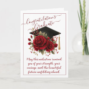 Carte de fin d'études Rose Rouge avec message impr