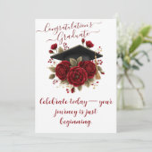 Carte de fin d'études Rose Rouge avec Message Impr (Debout devant)