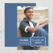 Carte de fin d'études Trendy Blue Label Promotion (Devant / Derrière)