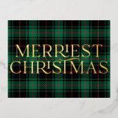 Carte de fioul photo classique Tartan vert de Noël (Recto)