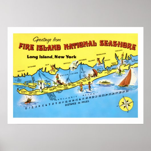 Carte de Fire Island Impression 20x28 (Devant)