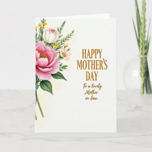 Carte de Fleur avec Aquarelle Rayée