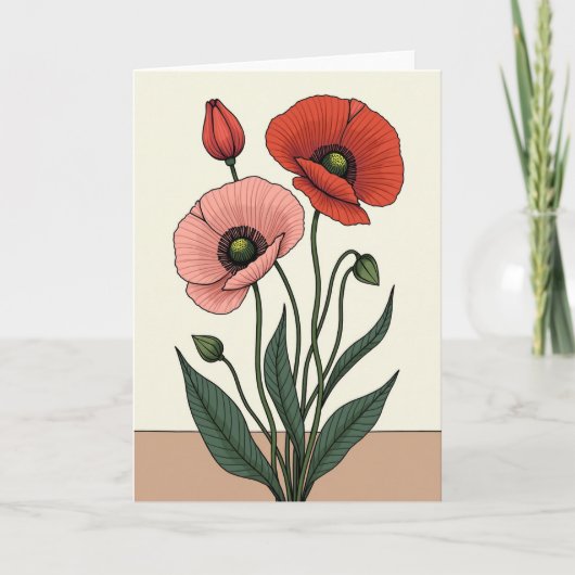 Carte de Fleur Botanique Rayée (Devant)