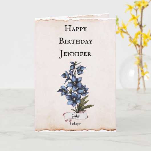 Carte de Fleur d'Anniversaire de Juillet (Fleur jaune)