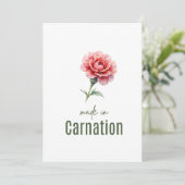 Carte de fleur d'anniversaire d'œillet de janvier (Debout devant)