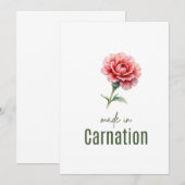 Carte de fleur d'anniversaire d'œillet de janvier (Devant / Derrière)