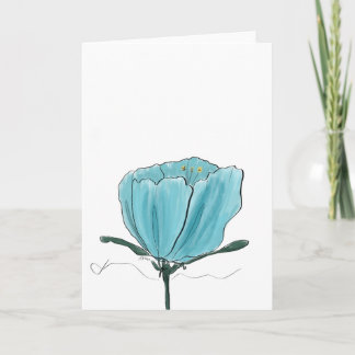 Carte de fleur d'aquarelle turquoise