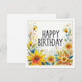 carte de fleur jaune de joyeux anniversaire (Devant / Derrière)