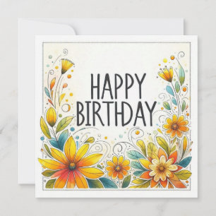 carte de fleur jaune de joyeux anniversaire