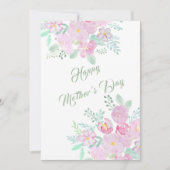 Carte de fleur rose du jour de la mère heureuse (Devant)