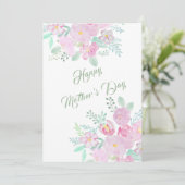 Carte de fleur rose du jour de la mère heureuse (Debout devant)