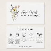 Carte de fleuriste pour le soin des fleurs minimal (Devant & derrière)