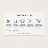 Carte de fleuriste pour le soin des fleurs minimal (Dos)