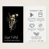 Carte de fleuriste pour le soin des fleurs minimal (Devant & derrière)