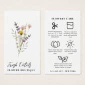 Carte de fleuriste pour soins de fleurs minimalist (Devant & derrière)