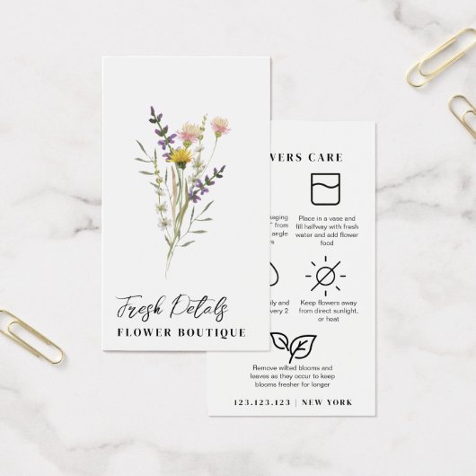 Carte de fleuriste pour soins de fleurs minimalist (Bureau)