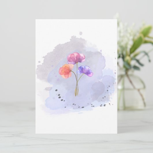 carte de fleurs aquarelle (Debout devant)