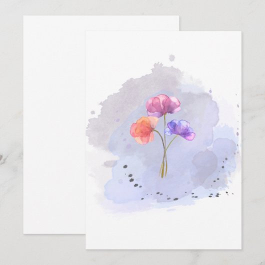 carte de fleurs aquarelle (Devant / Derrière)