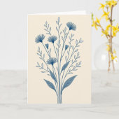 Carte de fleurs botaniques bleues (Fleur jaune)