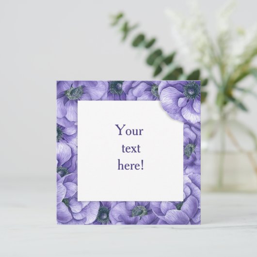 Carte de fleurs d'anémone violette (Debout devant)