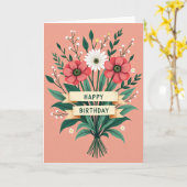 Carte de fleurs d'anniversaire joyeuse (Fleur jaune)
