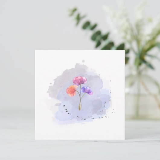 carte de fleurs d'aquarelle (Debout devant)
