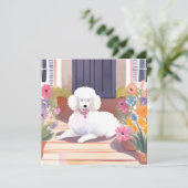 Carte de fleurs d'aquarelle de chien de compagnie (Debout devant)