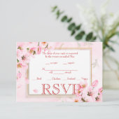 Carte de fleurs de cerisier rose RSVP de mariage (Debout devant)