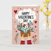 Carte de fleurs de la Saint-Valentin rose (Fleur jaune)