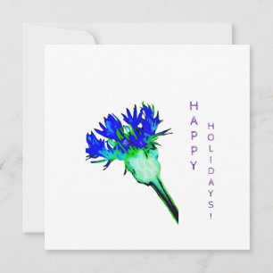 Carte de fleurs de maïs bleu Joyeux Holidays