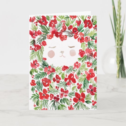 Carte de fleurs de Noël rouges aquarelle design (Devant)