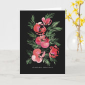 Carte de fleurs de Noël rouges aquarelle design (Fleur jaune)
