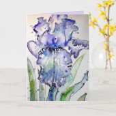 Carte de fleurs de peinture à l'aquarelle Iris Vio (Fleur jaune)