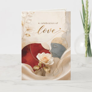 Carte de fleurs de rose d'art minimaliste