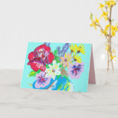 Carte de fleurs de rose turquoise et de marguerite (Fleur jaune)