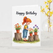 Carte de fleurs en pot pour un joyeux anniversaire (Fleur jaune)