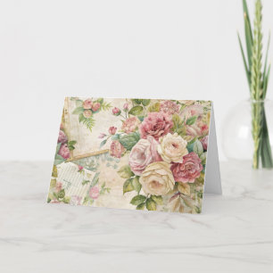 Carte de fleurs inspirée d'un joli Ephémère Vintag