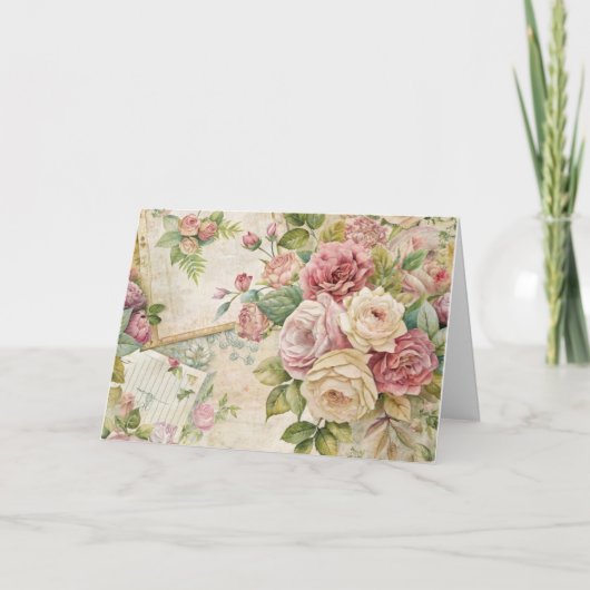 Carte de fleurs inspirée d'un joli Ephémère Vintag (Devant)