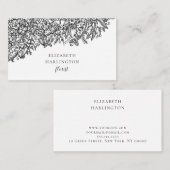 Carte de fleurs noir et blanc. Botanique moderne (Devant / Derrière)