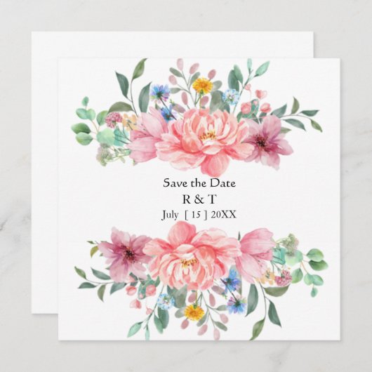 carte de fleurs personnalisée pour annoncer la dat (Devant / Derrière)