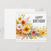 carte de fleurs pour joyeux anniversaire  (Devant / Derrière)
