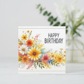 carte de fleurs pour joyeux anniversaire  (Debout devant)